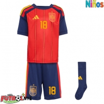 Camiseta España Martin Zubimendi #18 Primera Equipación para niños Mundial 2026 manga corta (+ pantalones cortos)